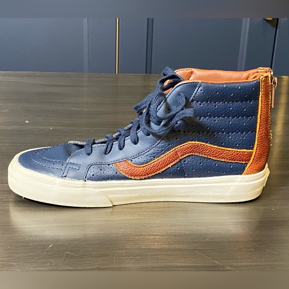 Vans Men's Shoes ''Sk8'Hi Reissue Zi''--(Leather Perf)--Dress Blue - Picture 5 of 7